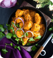 A delicious looking chicken curry.